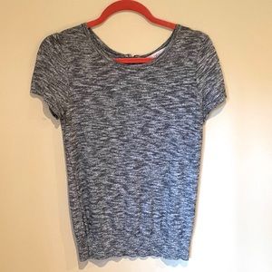 Ann Taylor Loft black/white knit short sleeve top